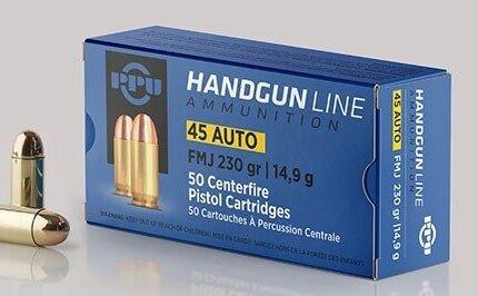 PPU Handgun Ammunition .45 ACP  230 gr FMJ  836 fps 50/ct