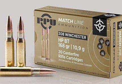 PPU Match Rifle Ammunition .308 Win Match 168 gr HPBT 2610 fps 20/ct