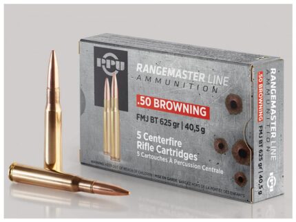 PPU Rangemaster Rifle Ammunition .50 BMG 625gr FMJ 2940 fps 5/ct