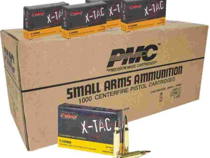 PMC X-Tac Green Tip Rifle Ammunition 5.56 NATO 62 gr FMJ 2920 fps 1000/ct Case (50-20/ct Boxes)
