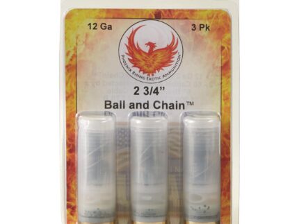 Phoenix Rising Ball & Chain Shotshells 2- 60 Cal Balls Connected with 6'' Cable 12ga 2-3/4" 1200 fps 3/ct
