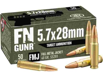 FN GUNR Target Handgun Ammunition 5.7x28mm 40 gr FMJ 2040 fps 50/ct