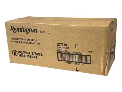 Remington Range Handgun Ammo 9mm Luger 115gr FMJ 1145 fps 1000/ct Case (20-50ct Boxes)