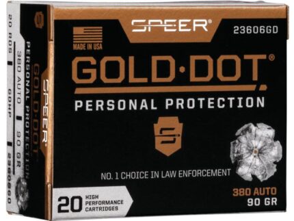 Speer Gold Dot Handgun Ammunition .380 ACP 90 gr HP 1040 fps 20/ct