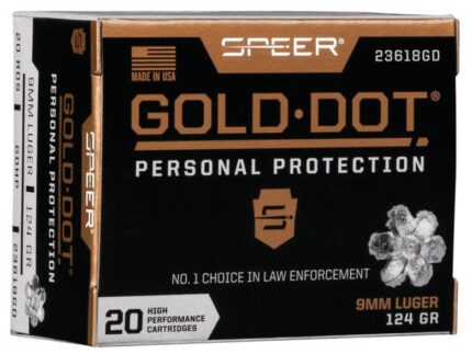 Speer Gold Dot Handgun Ammunition 9mm Luger 124 gr HP 1150 fps 20/ct
