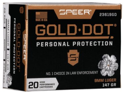 Speer Gold Dot Handgun Ammunition 9mm Luger 147 gr HP 985 fps 20/ct