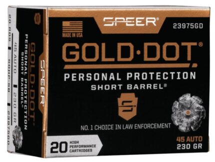 Speer Gold Dot Short Barrel Handgun Ammunition .45 ACP 230 gr HP 820 fps 20/ct