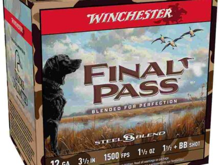 Winchester Final Pass Shotshells 12ga 3-1/2" 1-1/2oz 1500 fps #1.5 & #BB Shot 25/ct