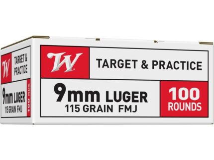 Winchester Target Handgun Ammunition 9mm Luger 115 gr. FMJ 1190 fps 100/ct