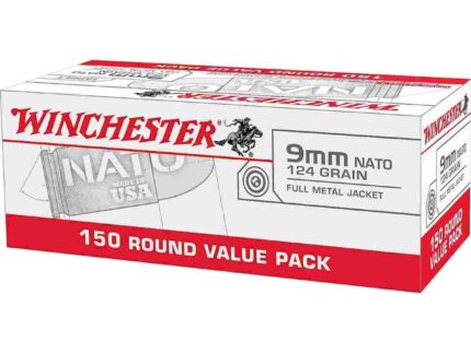 Winchester NATO Handgun Ammunition 9mm Luger 124 gr. FMJ 1140 fps 150/ct