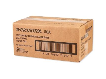 Winchester USA 9mm 115 gr. FMJ Bulk 1000/rd Case (5-boxes/200RD)