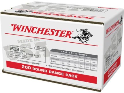 Winchester USA Lake City Rifle Ammunition .223 Rem 55 gr. FMJ 3240 fps 200/ct