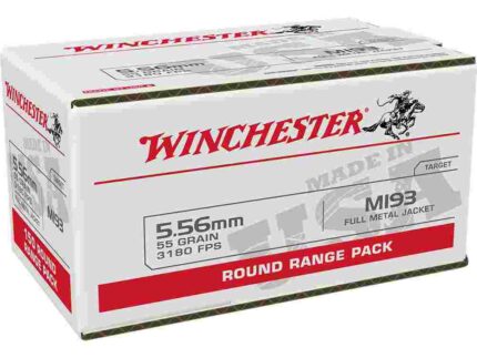 Winchester USA Lake City M193 Rifle Ammunition 5.56mm 55 gr. FMJ 3240 fps 100/ct