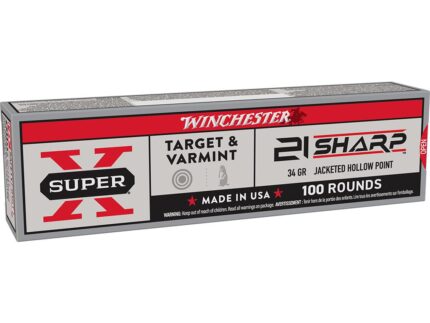 Winchester Game & Target Rimfire Ammunition 21 Sharp 34gr JHP 1500fps 100/ct