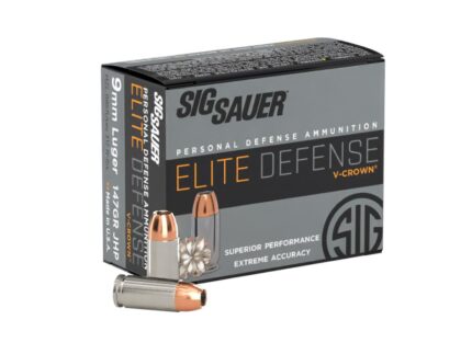 Sig Elite V-Crown Handgun Ammunition 9mm Luger 147 gr JHP 985 fps 20/ct
