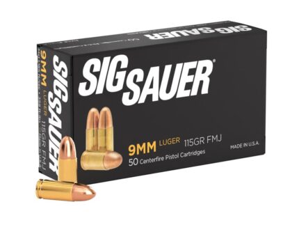 Sig Elite Performance Handgun Ammunition 9mm Luger 115 gr FMJ 1185 fps 50/ct