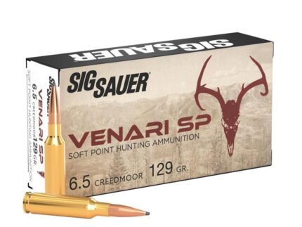 Sig Sauer Venari SP Rifle Ammunition 6.5 Creedmoor 129gr SP 2820 fps 20/ct