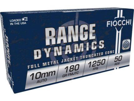 Fiocchi Handgun Ammunition 10mm Auto 180gr FMJTC 1250 fps 50/ct