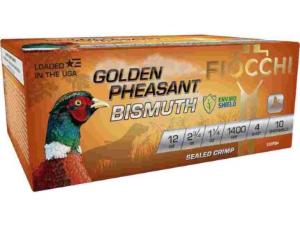 Fiocchi Golden Pheasant Bismuth Shotshells 12ga 2-3/4" 1-1/4oz 1400 fps #4 10/ct