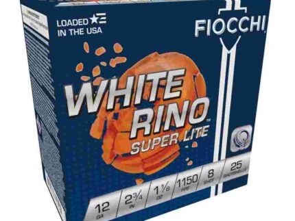 Fiocchi White Rino Super Lite Shotshells 12 ga 2-3/4" 1-1/8oz 1150 fps #8 25/ct