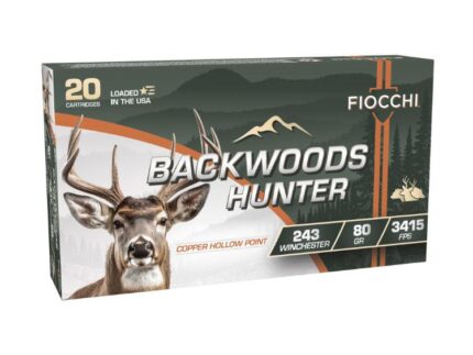 Fiocchi Backwoods Hunter Rifle Ammunition 243 Win 80gr CHP 3415 fps 20/ct