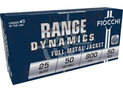 Fiocchi Pistol Shooting Dynamics Handgun Ammunition .25 ACP 50 gr FMJ 800 fps 50/rd