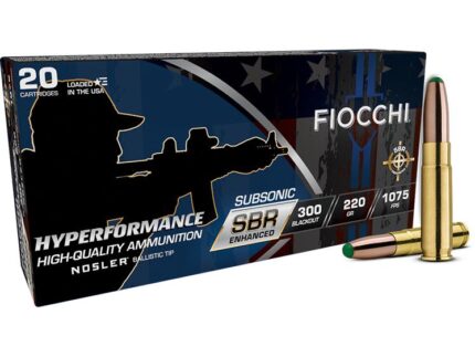 Fiocchi Hyperformance SBR Nosler BT Ammunition .300 Blackout 220gr PT 1075 fps 20/ct