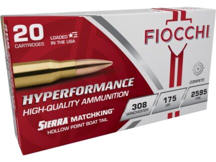 Fiocchi Hyperformance Matchking Rifle Ammunition .308 Win. 175 gr HPBT 2595 fps 20/ct
