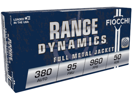 Fiocchi Pistol Shooting Dynamics Handgun Ammunition .380 ACP 95 gr. FMJ 960 fps 50/ct