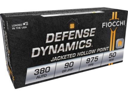 Fiocchi Pistol Shooting Dynamics Handgun Ammunition .380 ACP 90 gr JHP 975 fps 50/box