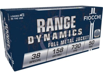 Fiocchi Pistol Shooting Dynamics Handgun Ammunition .38 Spl 158 gr FMJ 730 fps 50/rd