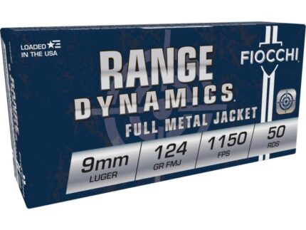 Fiocchi Pistol Shooting Dynamics Handgun Ammunition 9mm Luger 124 gr FMJ 1180 fps 50/ct