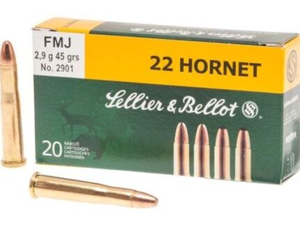 Sellier & Bellot Rifle Ammunition .22 Hornet 45 gr FMJ 2345 fps 20/ct
