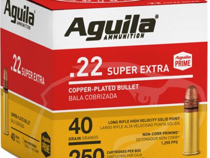 AGUILA HIGH-VEL 22LR 40GR - PLATED RN 1255FPS 250RD 8BX/CS