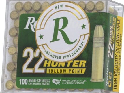 REMINGTON GOLDEN HUNTER 22LR - 40GR PLATED HP 100RD 50BX/CS