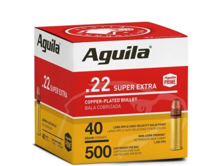 Aguila Super Extra High Velocity Rifle Ammunition .22 LR 40 gr. CPSP 1255 fps 500/ct