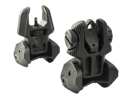 Meprolight Mepro FRBS - Self Illuminated Flip Polymer Black Back-up Rifle Sights 4 Dot Rear/Green Hyper Bright Front