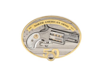 North American Arms 50th Anniversary Belt Buckle 22 LR 5rd Capacity 1.125" Barrel Faux Pearl Grip