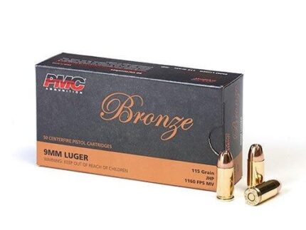 PMC Bronze Handgun Ammunition 9mm Luger 115 gr. JHP 1160 fps 50/ct