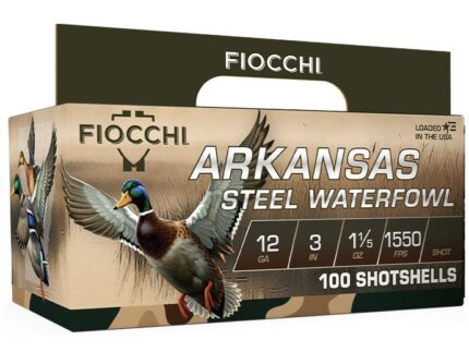 Fiocchi Arkansas Steel Waterfowl Shotshells 12ga 3" 1-1/5oz 1550 fps #3 100/ct