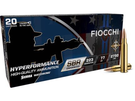 Fiocchi Hyperformance SBR Sierra Matchking Ammunition .223 Rem 77gr HPBT 2750 fps 20/ct