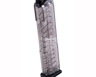 43 MAGAZINE 9MM 12RD POLYMER TRANSLUCENT