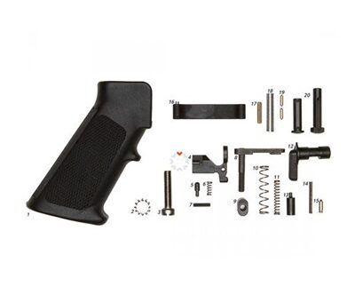 AR-15 MIL-SPEC LOWER PARTS KIT W/ GRIP, NO TRIGGER