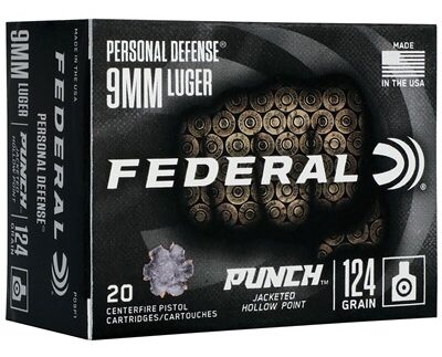 9MM LUGER 124GR JACKETED HOLLOW POINT 20/BOX