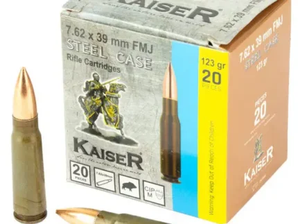 CENT Kaiser 7.62X39 STL CS 123GR FMJ NON CORROSIVE 20RD BX 1000RD CS