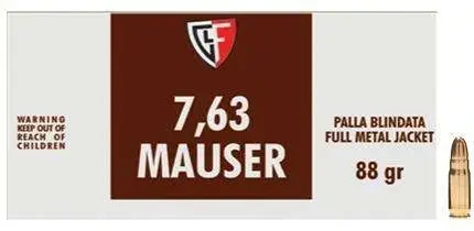 FIOCCHI 7.63 MAUSER 88GR FMJ 50RD BX 1000RD CASE
