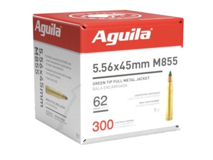 Aguila M855 Green Tip Rifle Ammunition 5.56mm 62gr FMJBT 3150 fps 300/ct