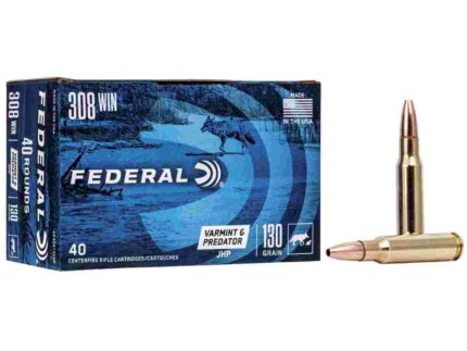 Federal American Eagle Varmint & Predator Rifle Ammunition .308 Win 130 gr JHP 3050 fps 40/ct