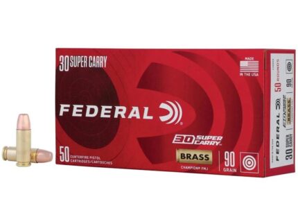 Federal Champion Training Handgun Ammunition 30 Super Carry 90gr FMJ 1300 fps 50/ct