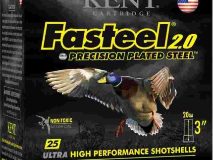 Kent Fasteel + Precision Plated Steel Waterfowl Shotshells 20ga 3" 1oz 1350 fps #4 & #6 25/ct